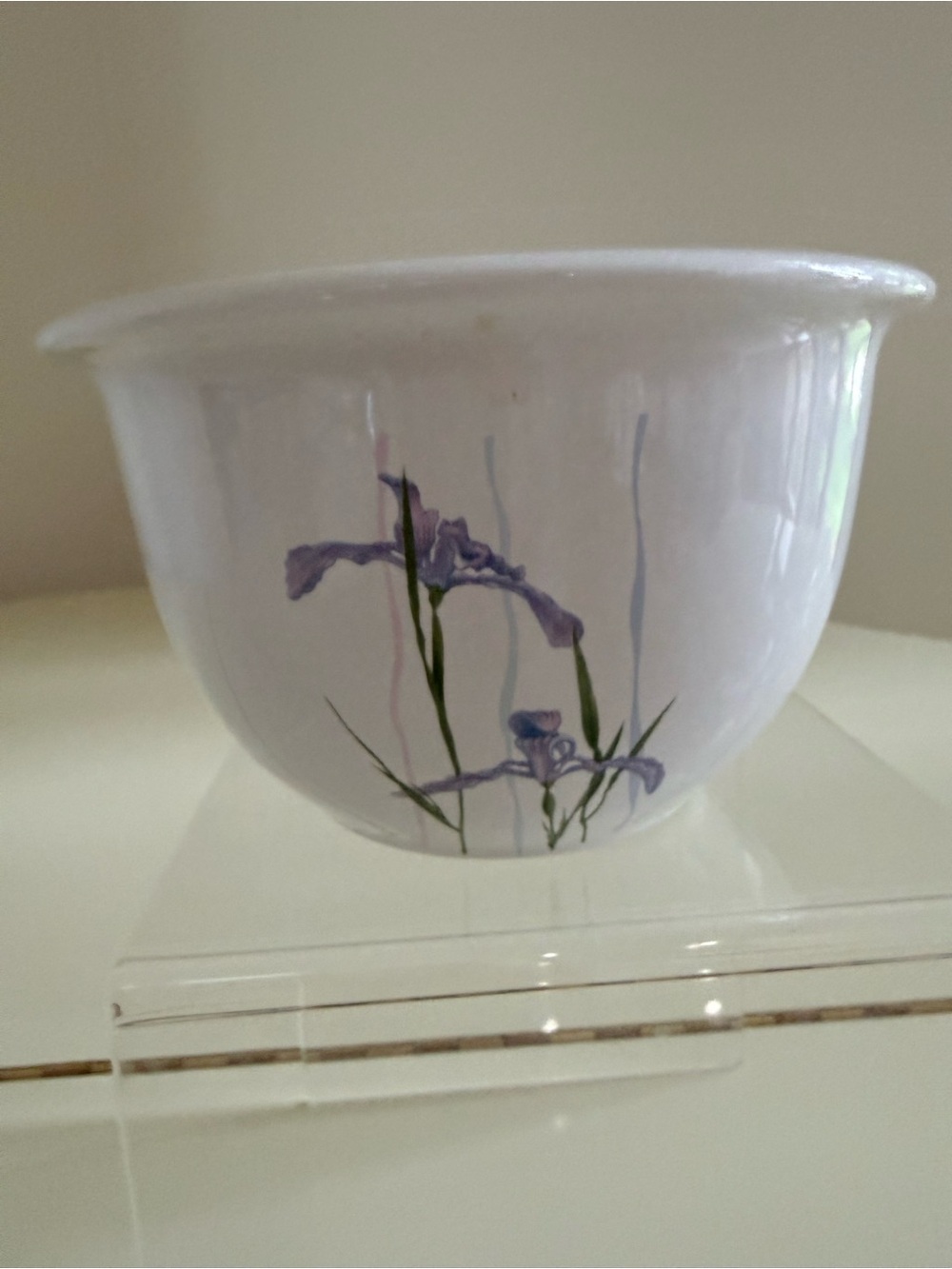 Corelle White Bowl with Lavender Iris Design